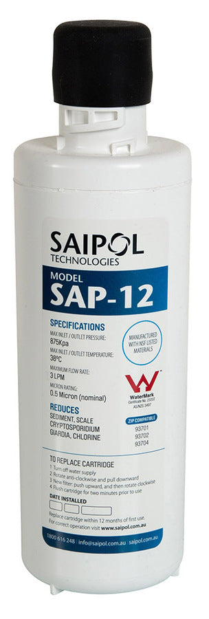 Saipol SAP-12 compatible Zip water filter cartridge replacement