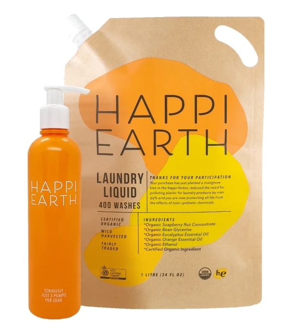 Happi Earth Laundry Liquid 400 wash loads (with pump bottle)