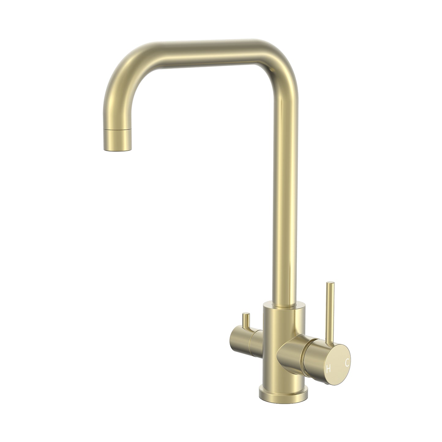 3 Way Sink Mixer - Brushed Gold Curved Square
