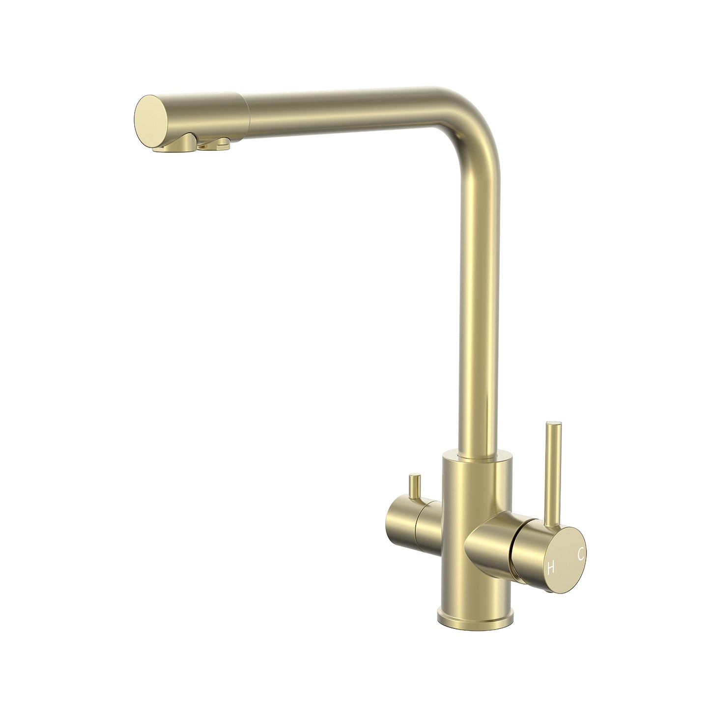 3 Way Sink Mixer - Brushed Gold Square