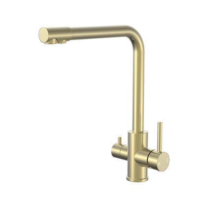 3 Way Sink Mixer - Brushed Gold Square