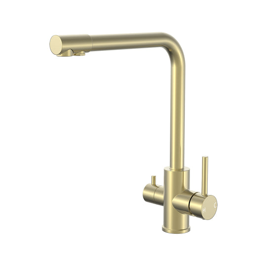 3 Way Sink Mixer - Brushed Gold Square