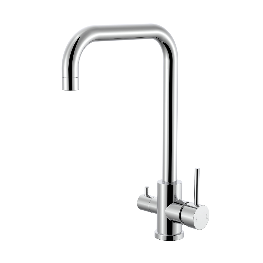 3 Way Sink Mixer - Chrome Curved Square