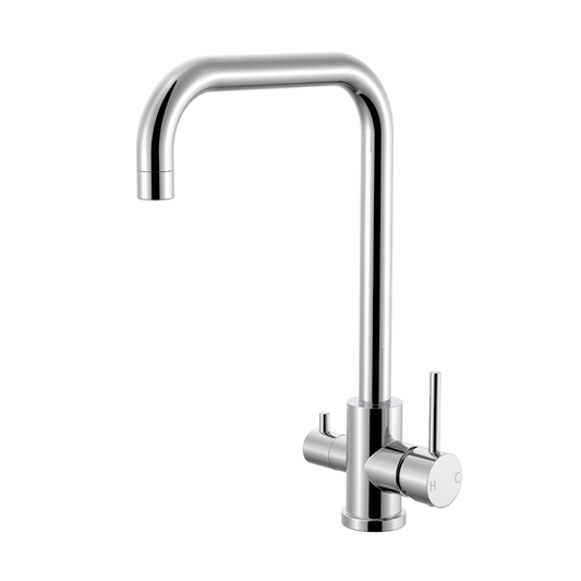 3 Way Sink Mixer - Chrome Curved Square