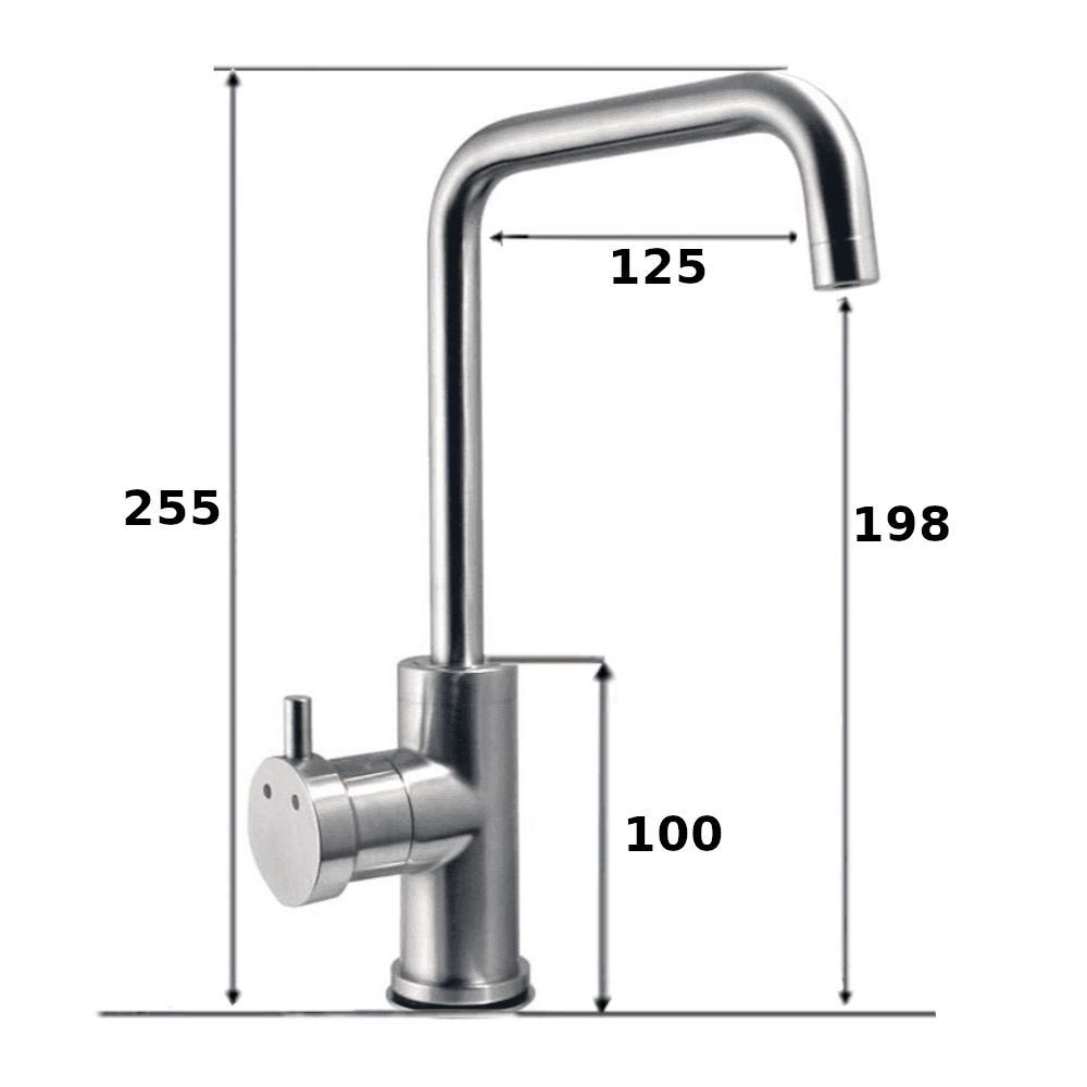 Everboil and Ambient Instant Filtered Water - Brushed Stainless-Steel Curved Square Tap
