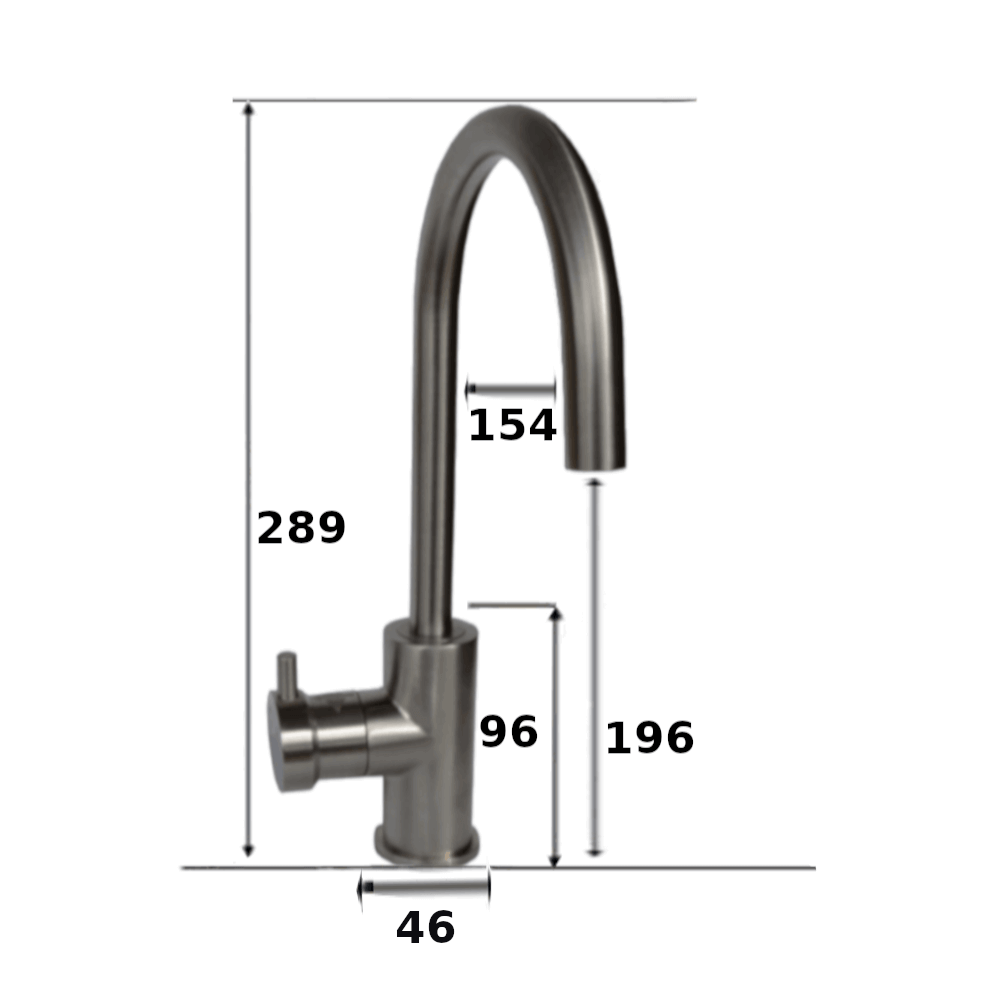 Everboil and Ambient Instant Filtered Water - Brushed Stainless Steel Gooseneck Tap | 40 cups/hr