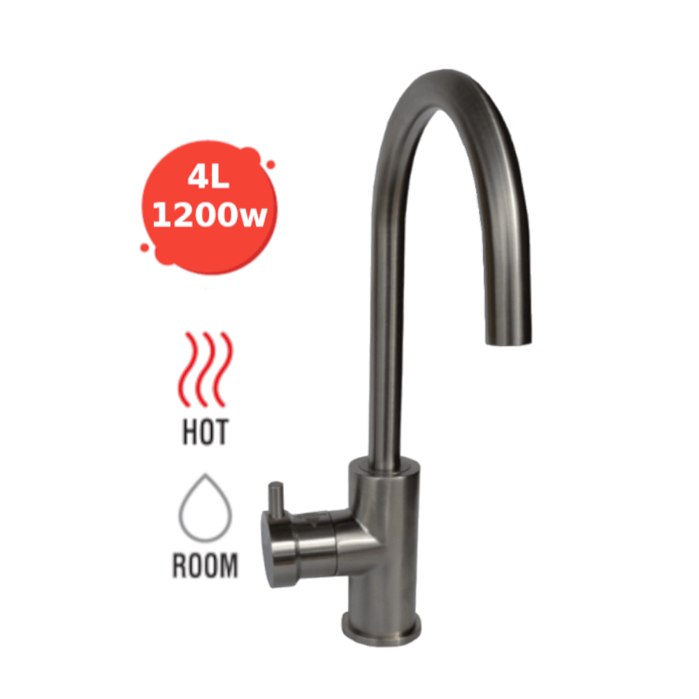 Everboil and Ambient Instant Filtered Water - Brushed Stainless Steel Gooseneck Tap | 40 cups/hr