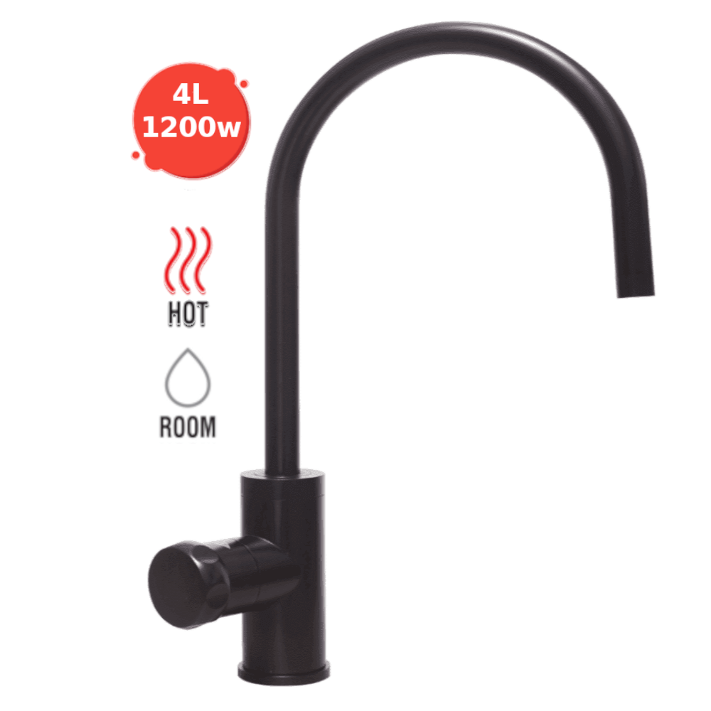 Everboil and Ambient Instant Filtered Water - Matt Black Gooseneck Tap | 40 cups/hr