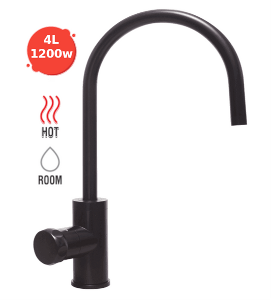 Matt black kitchen tap for instant boiling and room temperature filtered walter