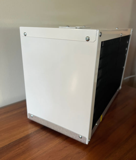 Front and side of the Waterworks IC8 under sink chiller