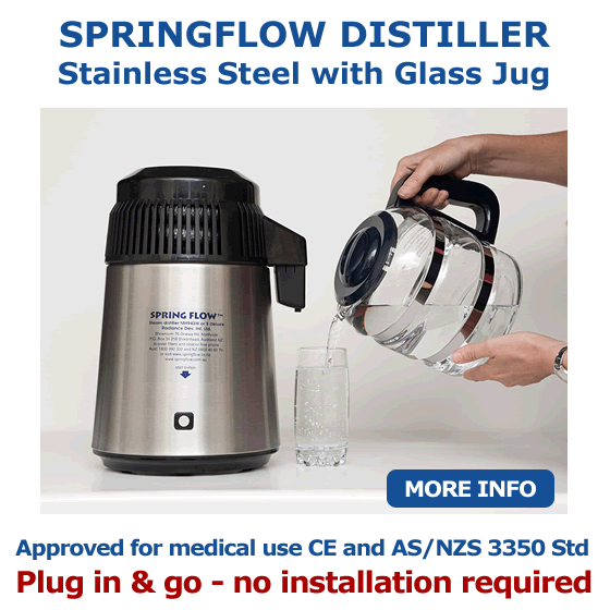 This Springflow Deluxe Distiller includes the NEW 4 litre glass jug